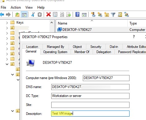 Изменить атрибуты компьютера в active directory Изменить атрибуты компьютера в active directory